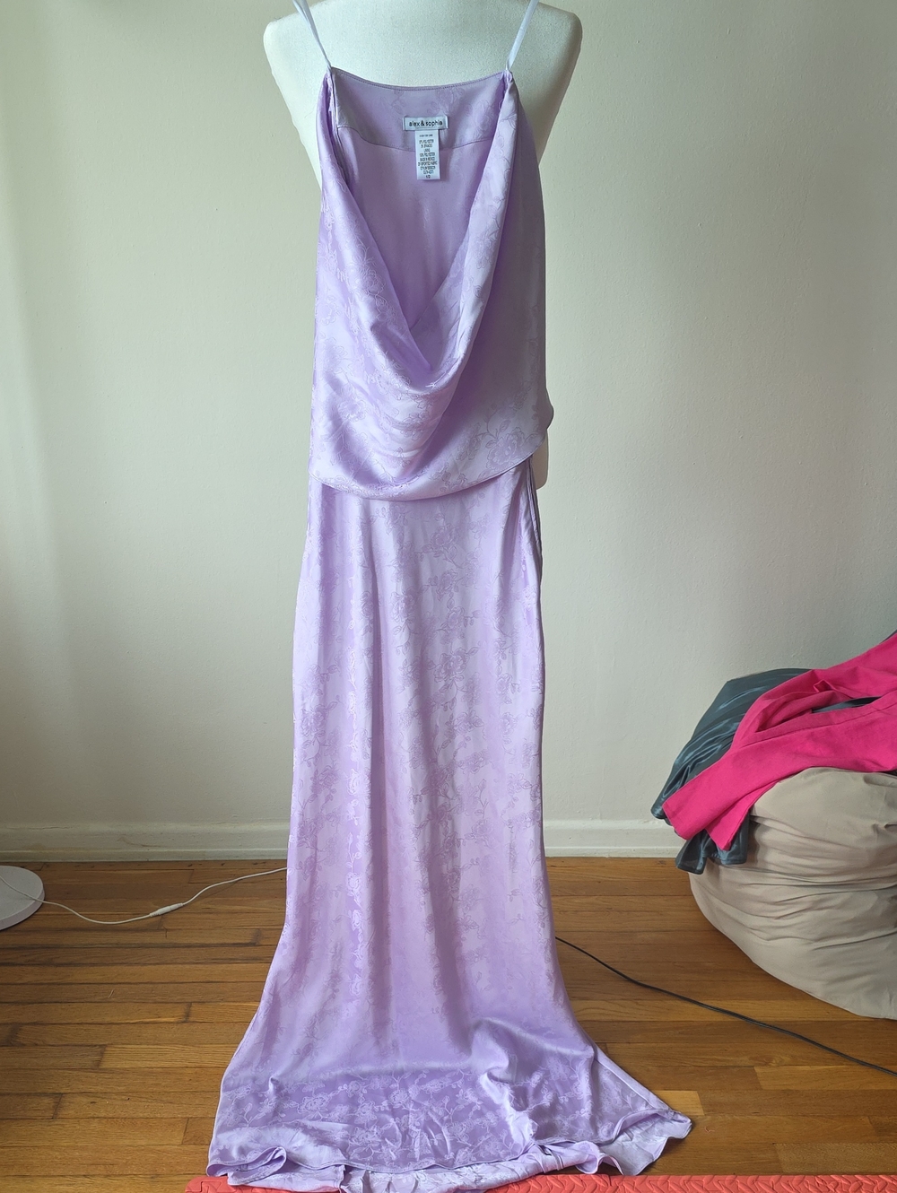 Mulberry Lavender Cowl-Neck Satin Maxi Dress